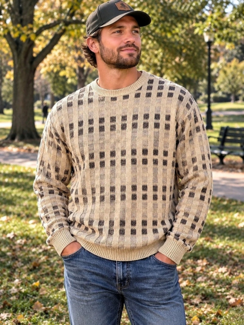 Claiborne Men's Cotton Geometric Crewneck Size Medium